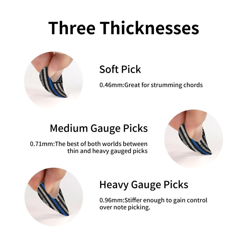 BBggyh Classic Guitar Picks (12-Pack) for Eectric Guitar, Acoustic Guitar, Mandolin And Bass (One Size, Thin Blue Line Flag) - Image 5